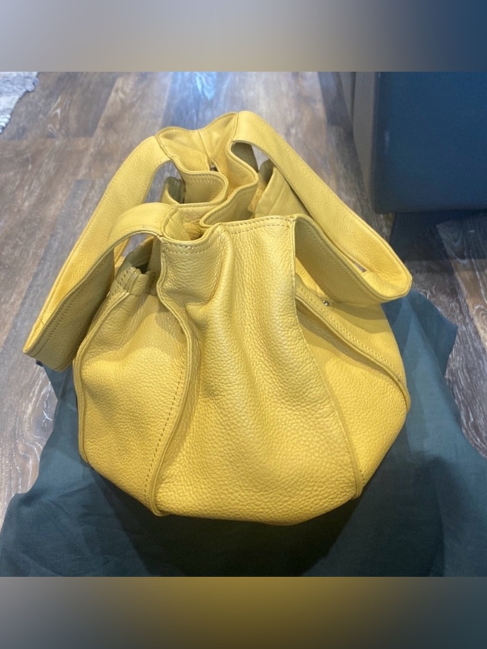 b. makowsky Yellow Leather Satchel with Silver Turnlock - Picture 3 of 9